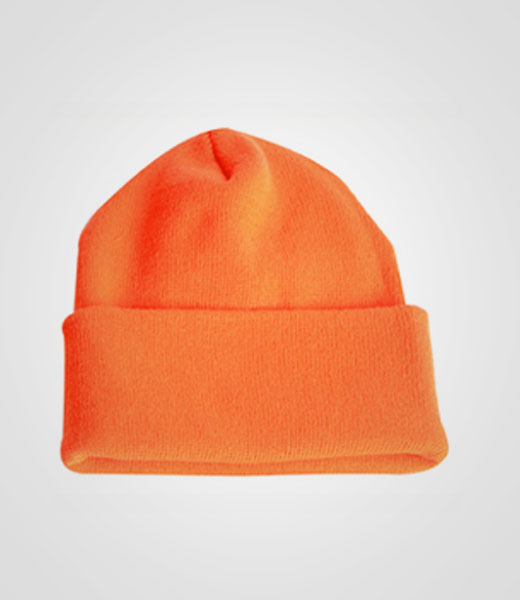 Orange long acrylic winter hat, Toque, embroid your logo on workwear, custom hats
