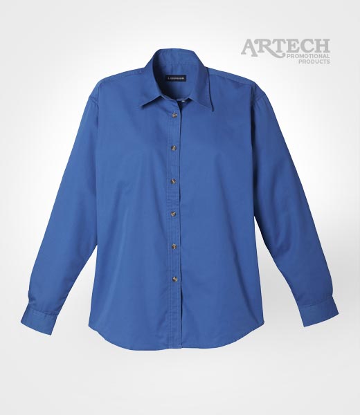 Ladies Corporate swear, business shirt, Promotional Corporate dress shirts, uniform workwear, artech promotional apparel and wear, embroidered shirt, business shirts, corporate clothing wear, Corporate wear, Blue dress Shirt, embroidery barrie, embroidery newmarket