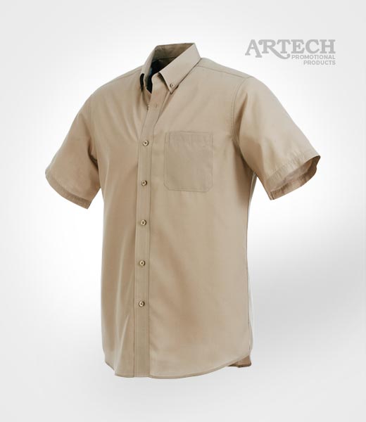 Promotional Corporate dress shirts, uniform workwear, artech promotional apparel and wear, embroidered shirt, business shirts, corporate clothing wear, Corporate wear, Dress shirt, Custom embroidery, tan dress shirt