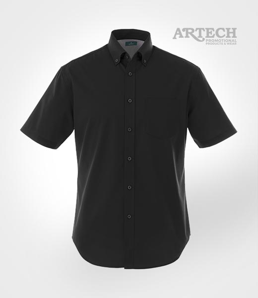 Corporate wear dress shirt, promotional apparel, uniform workwear, artech promotional wear, embroidered shirt, business shirts, corporate clothing wear, Corporate wear, Custom embroidery, short sleeve black shirt, tall size style