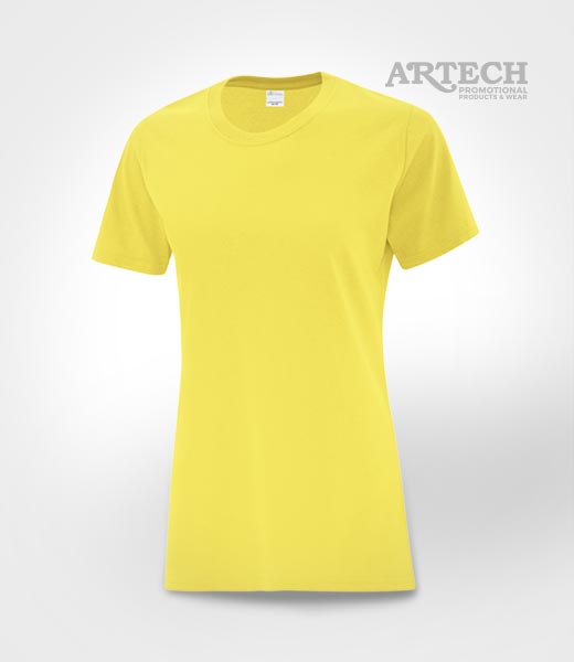 ladies t-shirt, womens tee, Screen printing T-shirts, cheap printed t-shirt, artech promotional wear, event tees, giveaways, band merch, canada, promotional apparel, tshirt yellow
