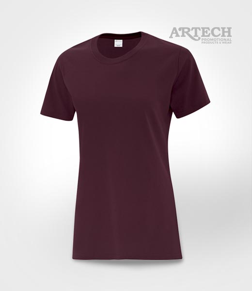 ladies t-shirt, womens tee, Screen printing T-shirts, cheap printed t-shirt, artech promotional wear, event tees, giveaways, band merch, canada, promotional apparel, tshirt maroon