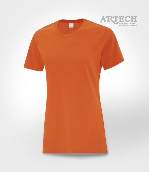 ladies t-shirt, womens tee, Screen printing T-shirts, cheap printed t-shirt, artech promotional wear, event tees, giveaways, band merch, canada, promotional apparel, tshirt orange
