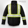 high-vis winter jacket, construction clothing, safety wear, canada sportswear high visibility bomber jacket, construction uniform, black yellow