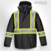 high-vis winter jacket, construction clothing, safety wear, canada sportswear high visibility Parka jacket, construction uniform, black, cx2